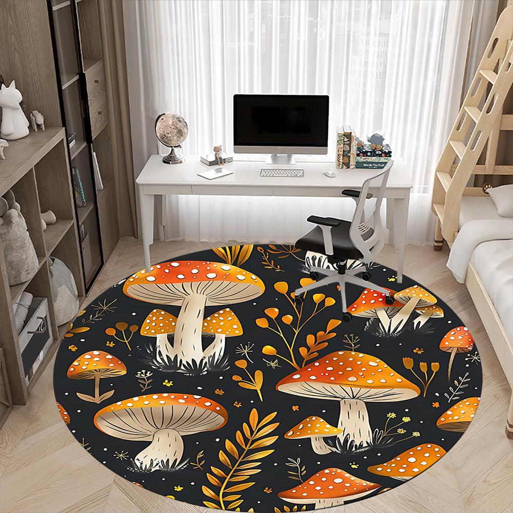 1pc Mushroom Pattern Chair Carpet for Office, Non Slip, Soft and Durable Office Rug