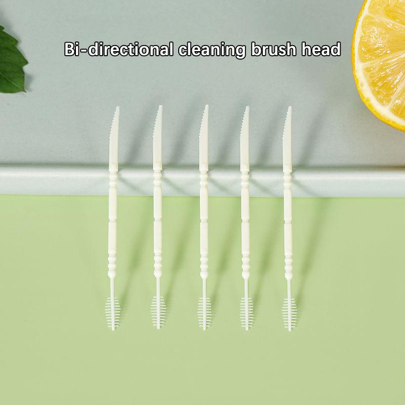 60 piezas/caja de cepillos de dientes de doble cabeza con forma de espina de pescado, para el cuidado bucal, limpieza de dientes, herramientas para residuos de comida, palillos de dientes superfinos para el hogar