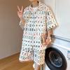 Men's Summer Fashion Mahjong Print Short Sleeve Hip Hop Streetwear Shirt and Shorts Set