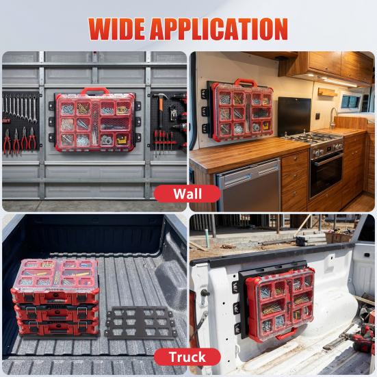 Mounting Plates for Milwaukee Toolboxes 2Pcs Packout 48-22-8486, Metal Base Toolboxes, 100 Plate Toolbox Lbs Load Capacity, Compatible with