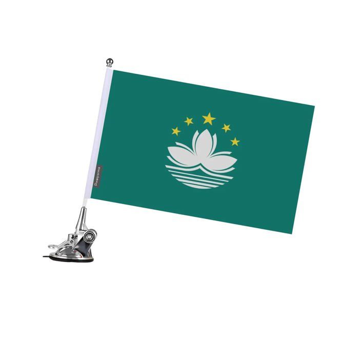 Drapeau - Macao - 27 x 35 cm - Mât à Ventouse - Acier Inoxydable - Impression Recto/Verso