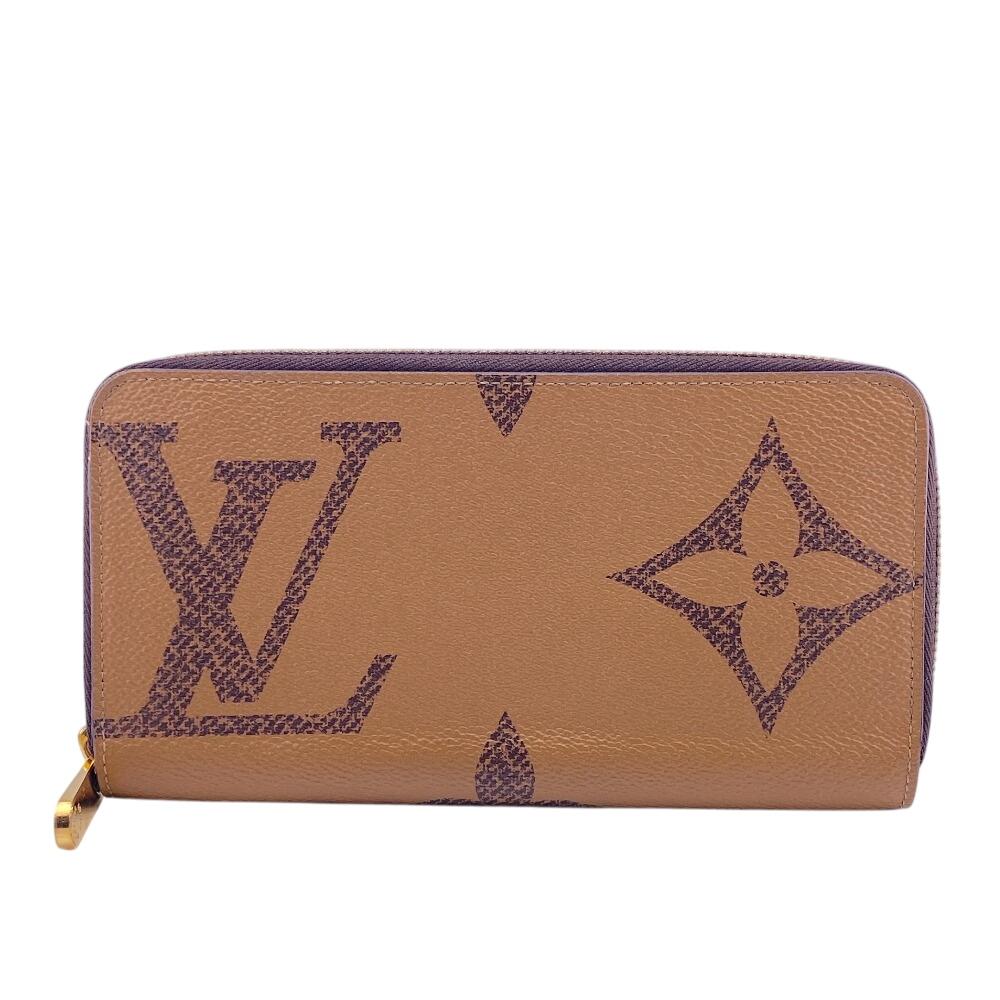 LOUIS VUITTON M69353 Zip Around Monogram Giant leather Zippy wallet Purse Brown leather unisex Used