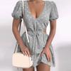 Soft Women Dot Print Dress Polka Waist Hollow Dress for Dating