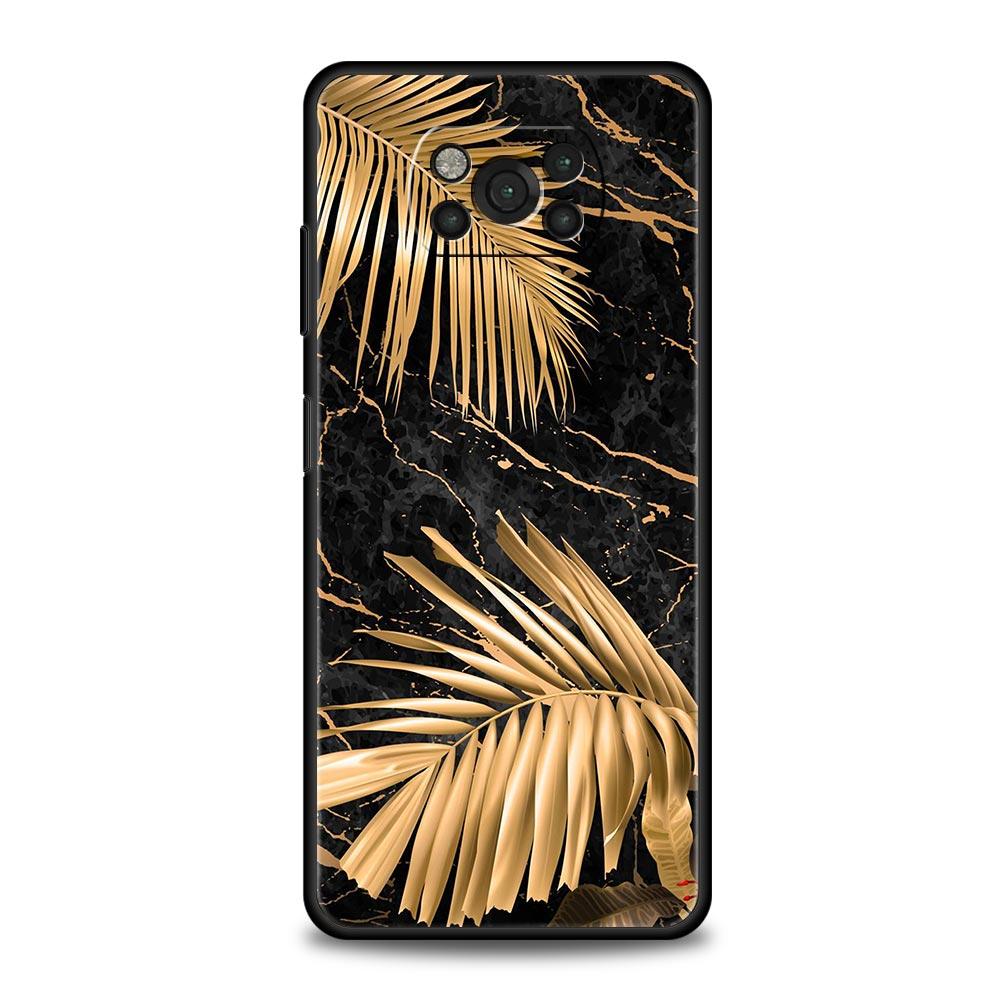 Black Gold marble tropic Phone Case For Xiaomi Poco X3 NFC M3 F3 F4 M4 X4 Mi Note 12T 12 Pro 10 11 Lite 10T 5G 11T 9T 11i Cover