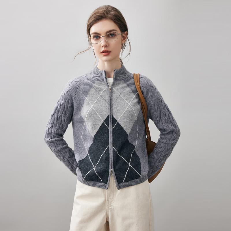 

Komonboka Women s 2025 A/W Cashmere Cable Knit Zipper Cardigan 2XL