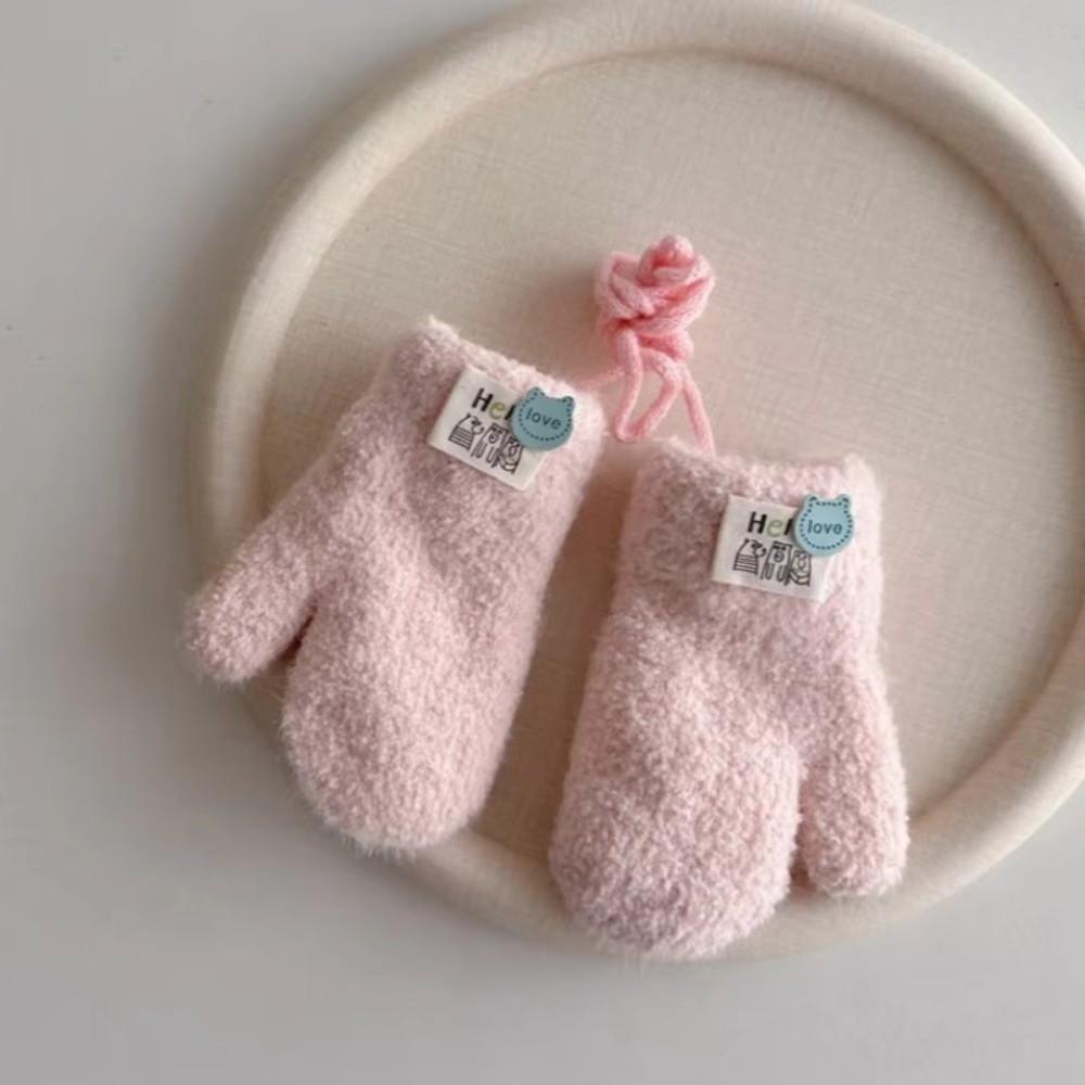 0-3Y Baby Baby Plush Gloves Thick Plush Full Finger Gloves New Warm Snow Gloves  Autumn Winter