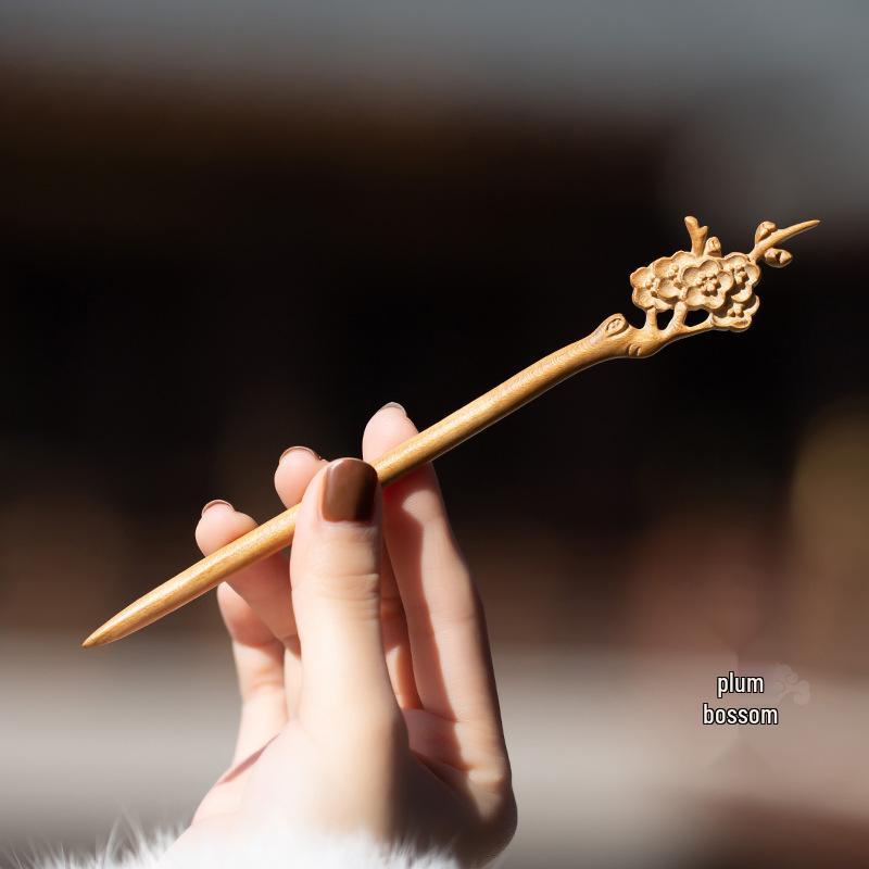 Livrare Gratuită Agrafă de Păr de Lux din Lemn de Piersic pentru Femei – Stil Chinezesc Antic & Modern
