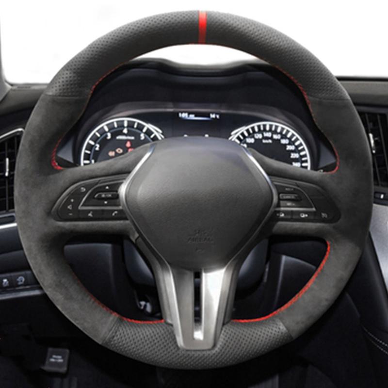 Car Steering Wheel Cover Wrap Suede Original Steering Wheel Braid For Infiniti QX50 2018- Q50 2018 Q60 2016-