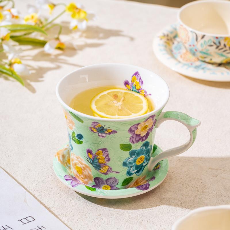 Japanese Style Country Coffee Cups and Plates  Ceramic Mugs  Coffee Cups Exquisite and Girlish Cups  Microwave Porcelain Cups