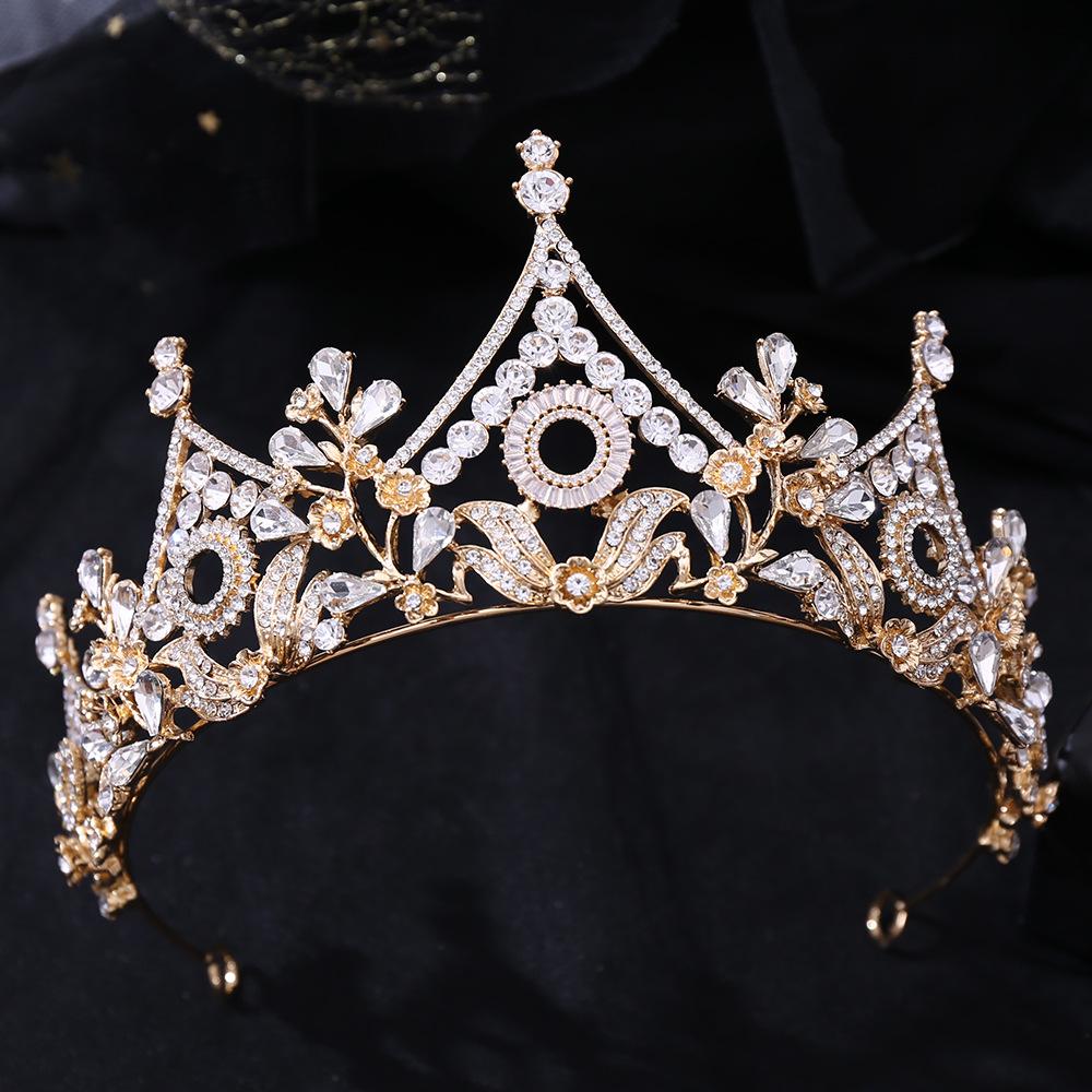 Braut Tiara Barock Krone Wald Stil Strass Tiara Prinzessin Krone Hochzeit Haarschmuck