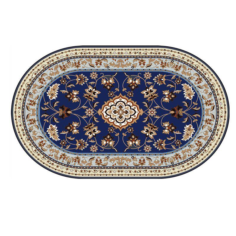 Persian Ethnic Style Carpet Decoration Living Room Oval Lint-free Non-slip Sofa Rug Bedroom Bedside Easy Clean Foot Mat Washable