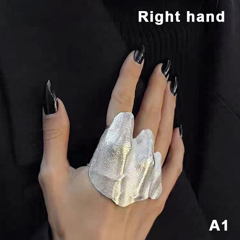 Irregular Texture Ring, Exaggerated Knuckle Ring, Artistic Wide-Band Ring, 3D Pleated Texture Design Adjustable Ring