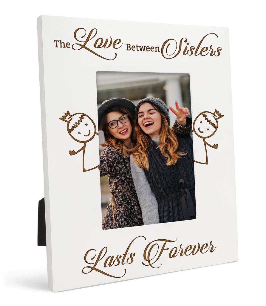 Darling Souvenir Made With Love  Engraved Table Top Photo Frame  Wooden White Picture Frame Gift For Sister