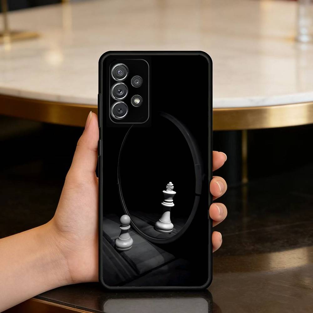 A-Art C-Chess Soft Silicone Black Cover Phone Case For Samsung Galaxy A73,A72,A71,A70,A53,A52,A51