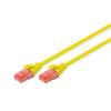 Digitus Network Cable | Shielded Cable | Category 6 | PVC AWG 26/7 | 2 M | Yellow | RJ45 Plug (8/8)