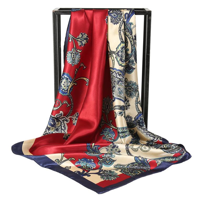 

Атласный шарф в китайском стиле 90 см, большой квадратный шарф, простая имитация шелкового шарфа, шарф-шаль, маленький шарф 90*90