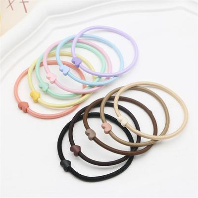 5 Pcs Doce Cor Coração Headband Mulheres Meninas Faixas de Cabelo Básicas Simples Cores Sólidas Elásticas Cordas de Cabelo Laços Acessórios de Cabelo Suporte de Rabo de Cavalo
