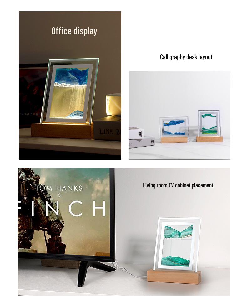 Quicksand Painting Night Light: Creative USB Atmosphere Decor for Living Room, Bedroom, Office