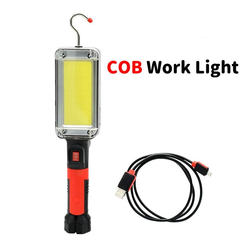 Portable COB Lanterns USB Rechargeable LED Flashlight Auto Repair Camping Working Lamp Use 2*18650 Battery with Hook Magnet