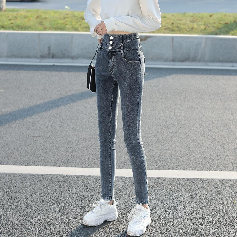 Women's Ultra High Waist Skinny Pencil Jeans Slim Fit High Stretch Tight Denim Pants Japanese Elegant Commuter All Season Long Trousers