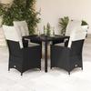 VidaXL Garden Dining Set Cushions 5pcs Black Wicker, Outdoor Dining Set, Furniture of 3276693