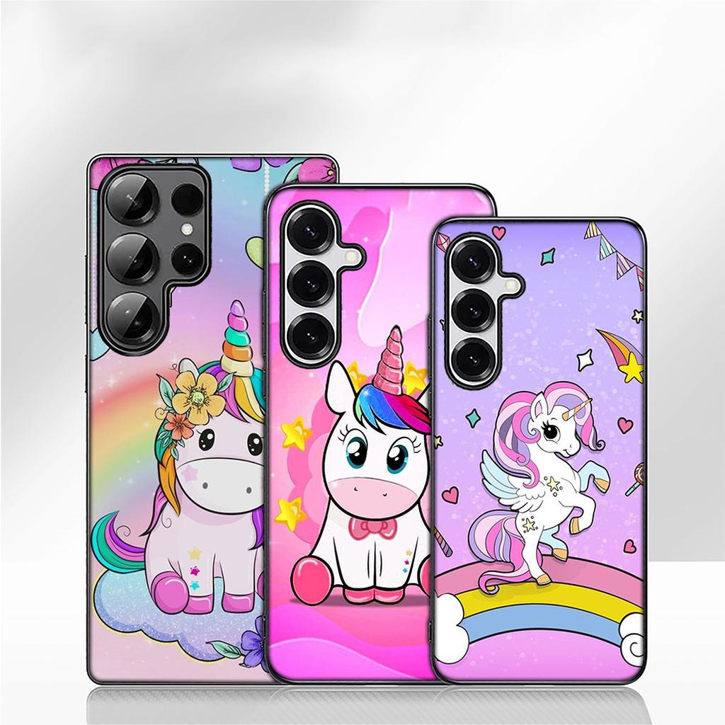 Cute Pink Unicorns Rainbow Cover Phone Case for Samsung Galaxy S25 S23 S22 S24 FE Ultra Plus A56 A05 A06 A15 A16 A57 S7 Edge