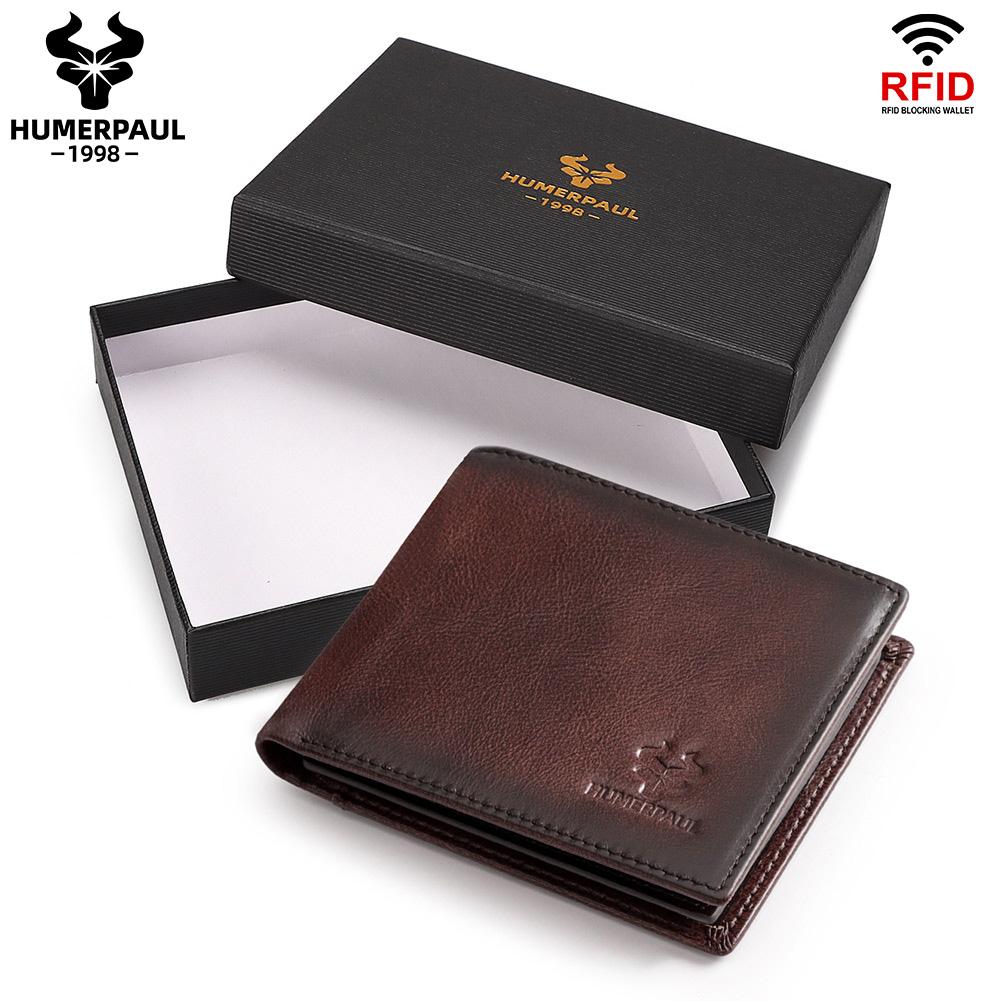 HUMERPAUL Men Wallet Leather Wallet Slim Card Case