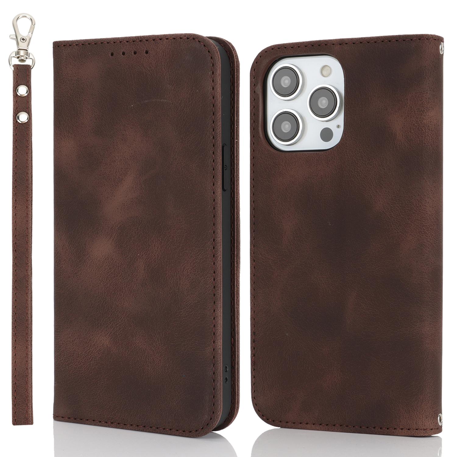 

Чехол-подставка для iPhone 15 Pro Max с магнитной застежкой, кожаный флип-чехол для телефона с кошельком, приятный на ощупь Coffee