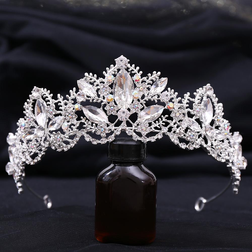 Diamond Crown Korean Crystal Crown Red Bridal Crown Performance Dress Accessories Wedding Jewelry