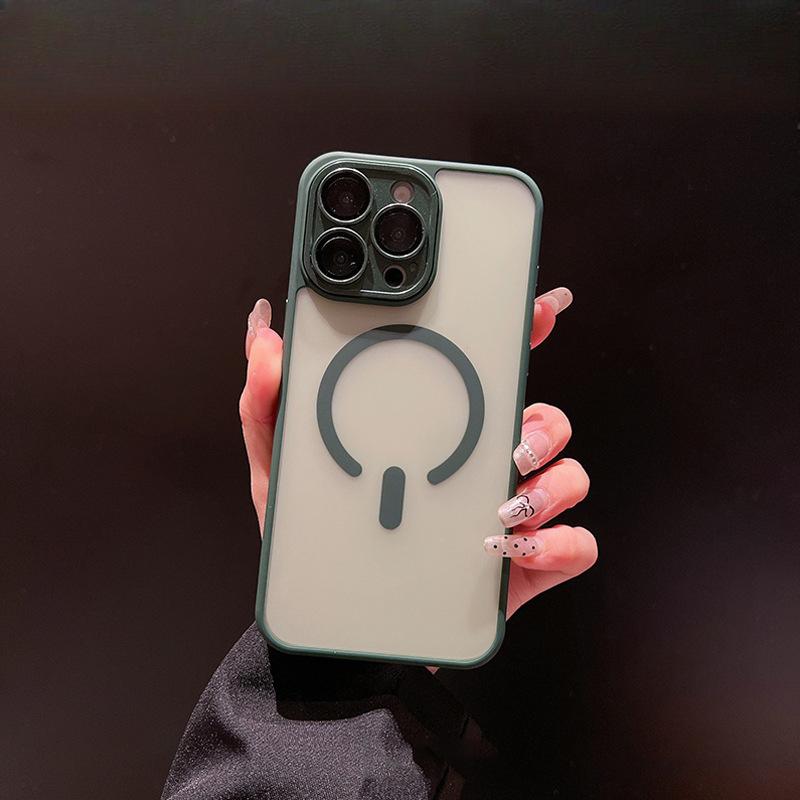 

Подходит для Apple 16 Promax Матовый чехол для телефона с магнитной присоской IPhone 15 Ощущение кожи 14 Золотая защита 13 Чехол с защитой семенного отверстия Apple 16Plus