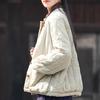 Johnature Mulheres vintage linho parkas suporte manga longa botão mais algodão casaco quente inverno cor sólida estilo chinês parkas