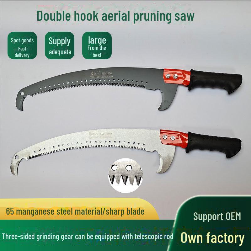 Telescopic Pruning Saw with Double Hook - High-Altitude Hand Saw with Three-Sided Grinding for Gardening