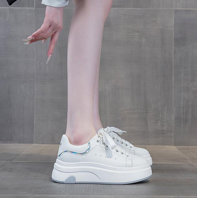 Fashion 6CM Microfiber Leather Boots Spring Summer Women Fashion Chunky Sneaker Vulcanize Autumn Motorcycle Platform Wedge Flats Shoes