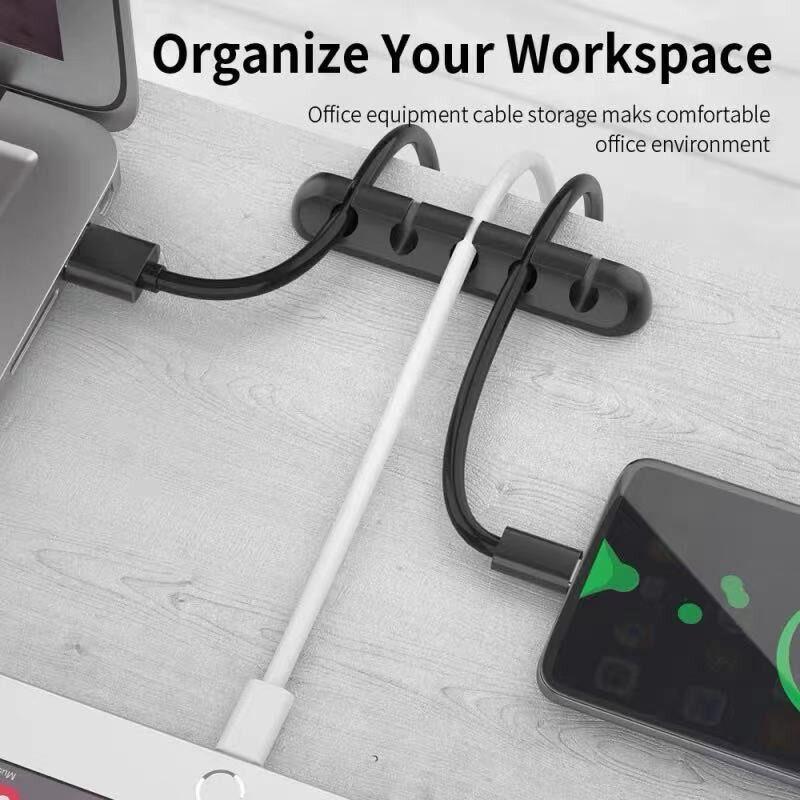 Cable Organizer Silicone Cable Clip Mobile Phone Data Cable Management Cable Winder Desktop Organizer Suitable for Home Office