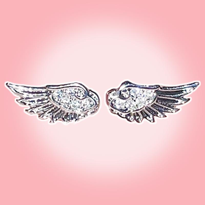 Shiny Stud Earrings for Women Girls Wing Shape Ear Studs Ear Piercing Fashion Cute Jewelry Gifts Punk Gothic Cross Decoration