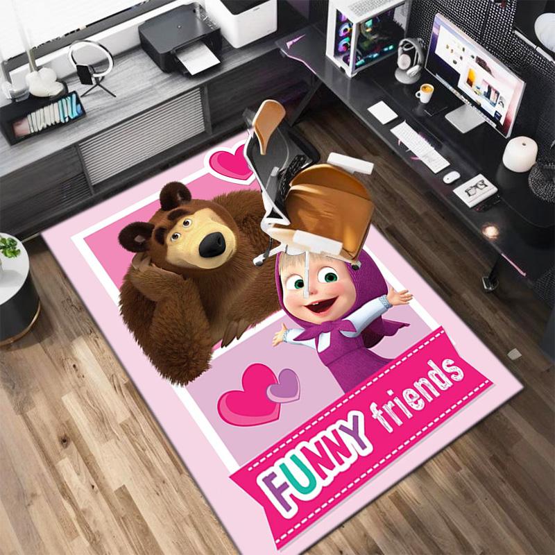 Russian animation Masha and the Bear Fairy Tale Cartoon Carpet Soft Home Living Room Bedroom Door Mat Outdoor Picnic Ground Mat rug T4