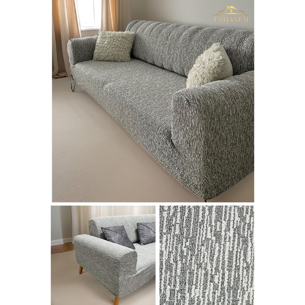 Jacquard-3-Sitzer-Sofabezug, Schlafsofa-Sofabezug (Produktinhalt 1Stk) grau