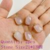 2pcs Natural Rose Pink Crystal Quartz Stone Pendant Conector Charm For Handmade Women Necklace Bracelet Earring Jewelry Making