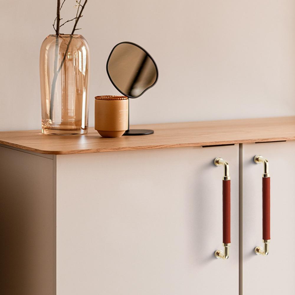 Handmade Wardrobe Door Handles Nordic Cabinet Drawer Knobs Leather Hardware Handle  Multipurpose