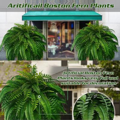 Lifelike Artificial Boston Fern Fake Plastic Plants Decorations Uv Resistant For Outdoor Home Kitchen Decor Garden Decoration