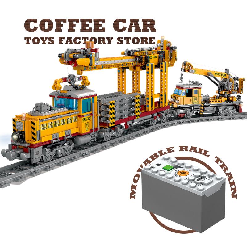 Technical City Power MOC Train Bricks 3D Model Railway Track Locomotive Building Blocks Subway Car Children Toys Christmas Gifts