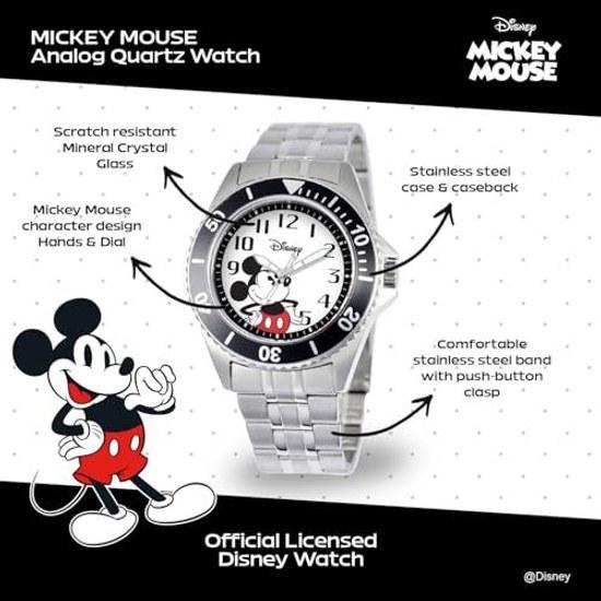 Overseas Direct Import Genuine Product Disney Mens W000524 Mickey Mouse Honor Stainless Steel Bracelet Watch.