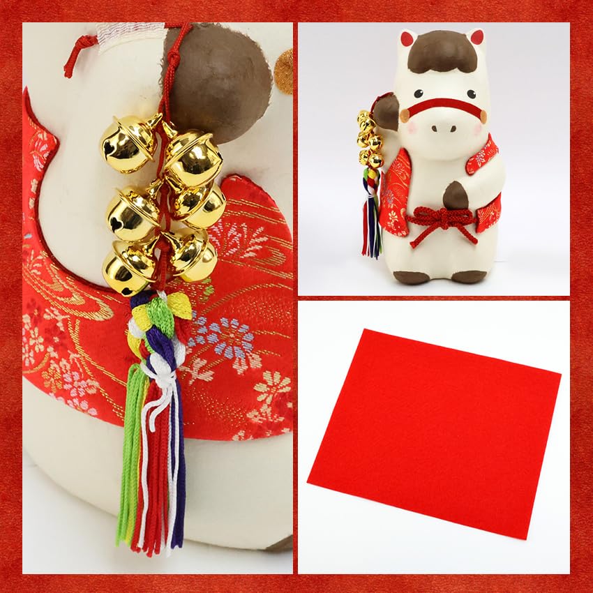 Osaka Choseido Zodiac Horse New Includes a Free Original Wooden Tag Bell Horse Torn Washi Paper Ornament, Ornament, Year's Ornament, 22.5cm Tall,