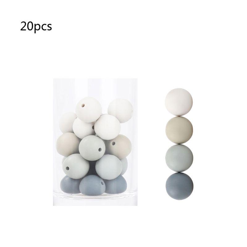 15mm 20pcs Silicone Beads Baby Teething Beads DIY Chewable Teether for Infant