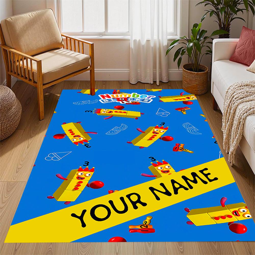 Tappeto da pavimento con blocchi numerici Inverno Divertente Nome Personalizzabile Tappeto per Ufficio Design per Stanze dei Giochi Camere da Letto Ingresso Tappeto Antiscivolo per Esterni Ufficio Arredamento per la Casa