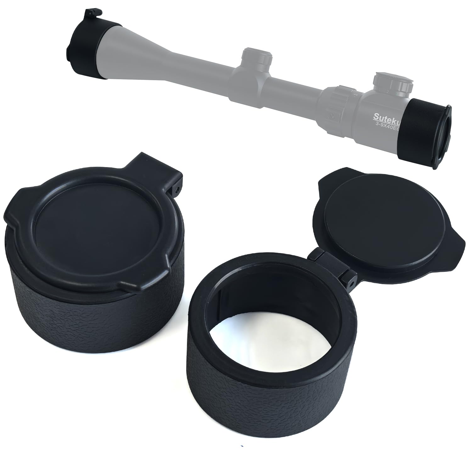 

Socpuro Butler Creek Eyepiece Objective Lens Scope Cover Set for Rifle 47mm 43mm Inner ABS PU Lens Scope Accessories & 3-9x40mm Scopes, & Diameter, чорний