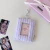 Pillow Shape Photocard Holder Keychain Striped Heart Hanging Decoration Campus Card Protective Cover Idol Card Display Protector