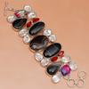 Gray Botswana Agate  White Topaz  Jewelry Bracelet 7-8''