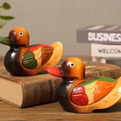 1 paar Mandarin Ducks Holz Dekoration Feng Shui Vintage Handwerk Display Ornament Home Decor Urlaub Geschenk Dropshipping