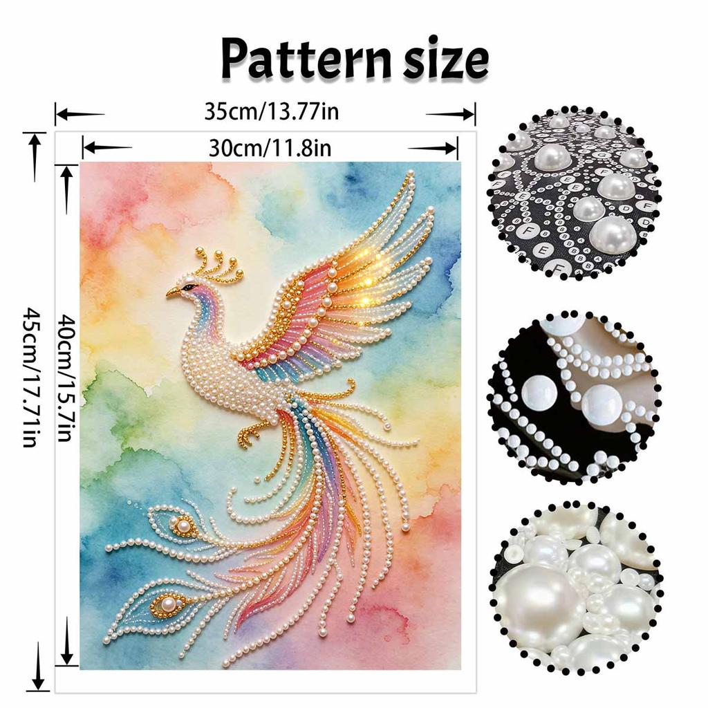 DIY Pearl Gem Colorful Phoenix Bird Shining Bead Craft Art Home Wall Ornament Simple Unframed Room Decoration Modern Aesthetic Art